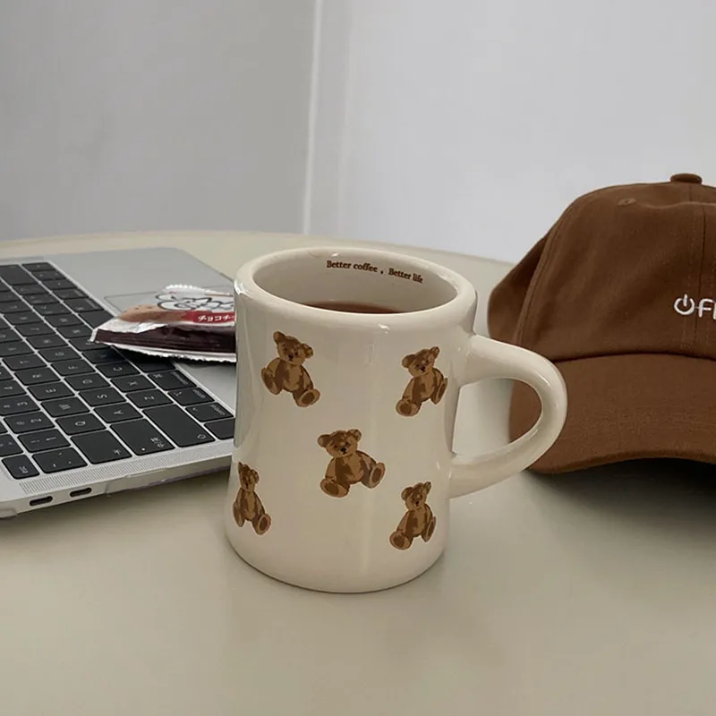 Ceramic Coffee Mug Unique Classic Design Kitchen Milk Tea Breakfast Drinking Cup Hot Cold Thermal Couples Home Use Great Food