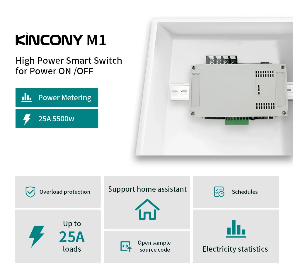 Kincony M1 30a Relay Esp32 Energy Meter Relay Controller For Esphome