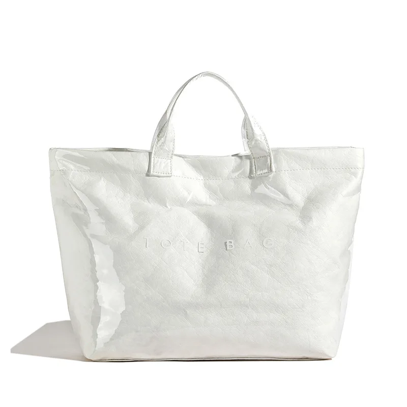 Printed Letter Transparent PVC Jelly Bag Waterproof Tyvek Tote Bag Vintage Retro Color Shopping Bag