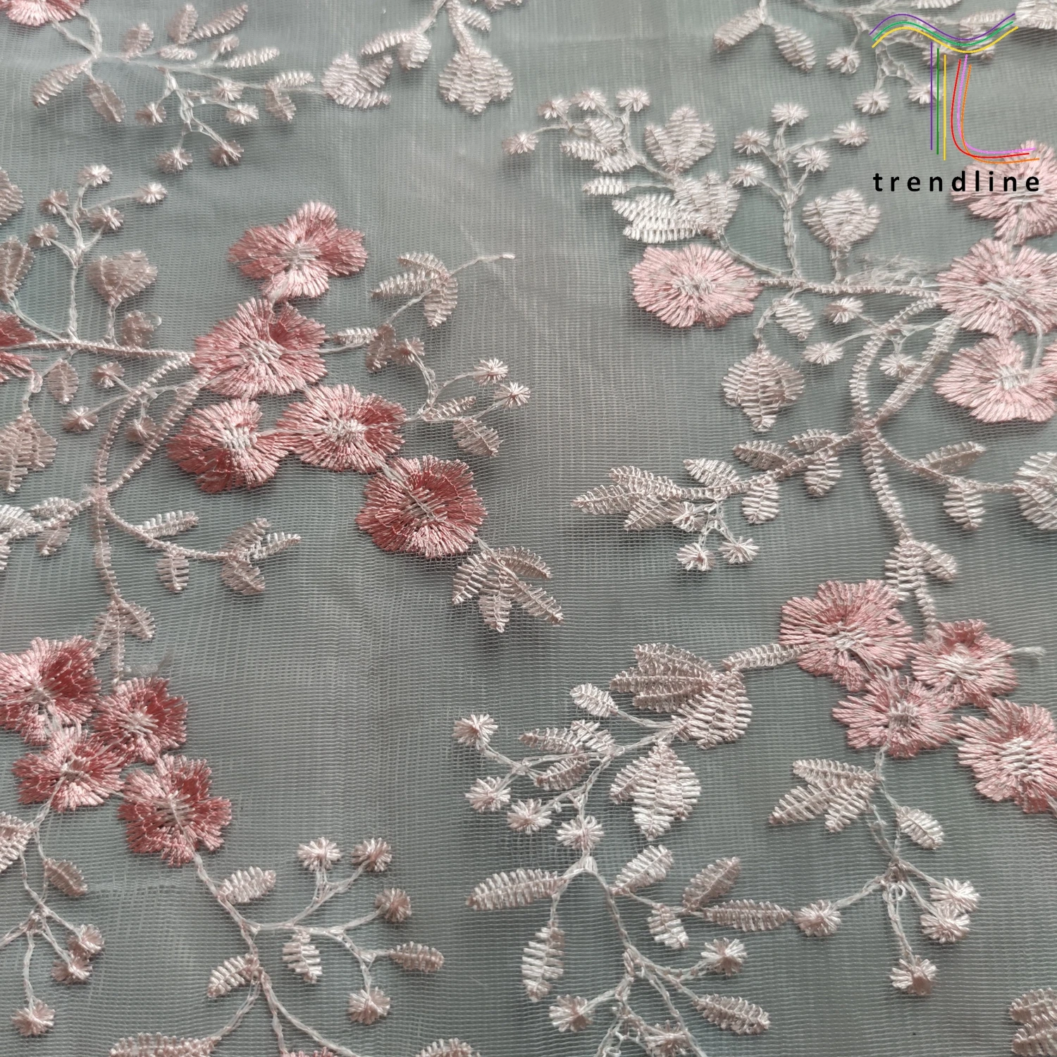 10 Color Options Flower Embroidered Polyester Lace Fabric With Scalloped Edge