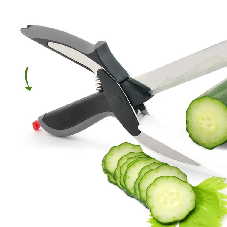 Multipurpose food scissors Kitchen 2 in 1 knife shearing scissors and cutting board