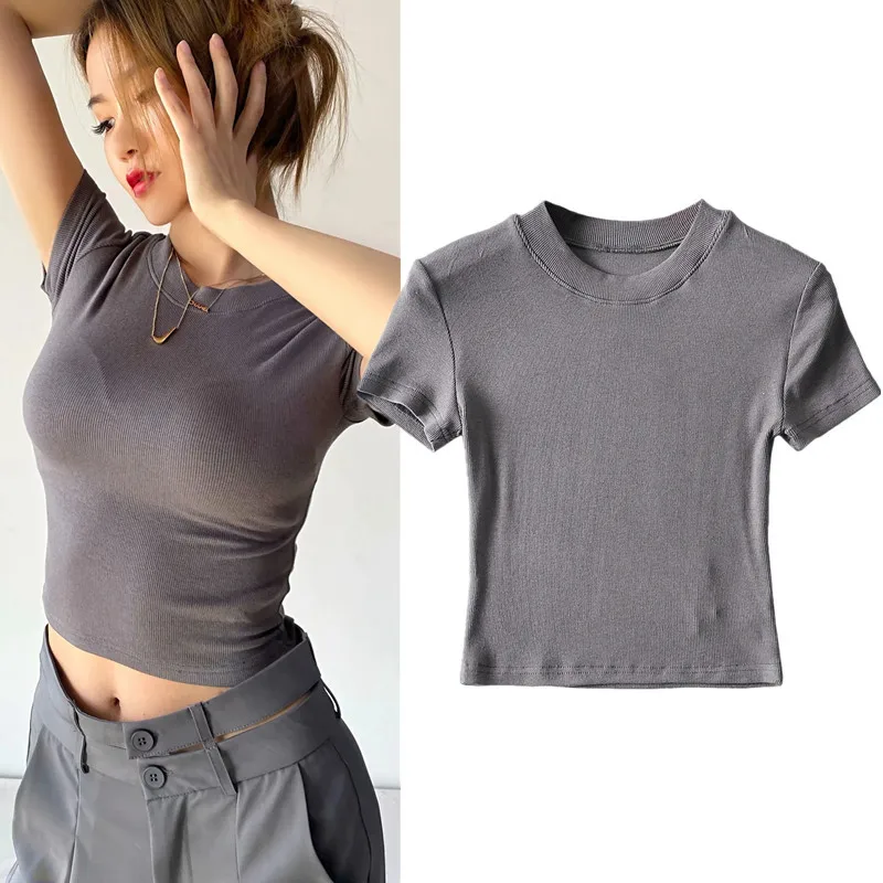 Wholesale Spring Blank Top Tees Custom Logo Clothing Women Cropped T Shirt for Ladies