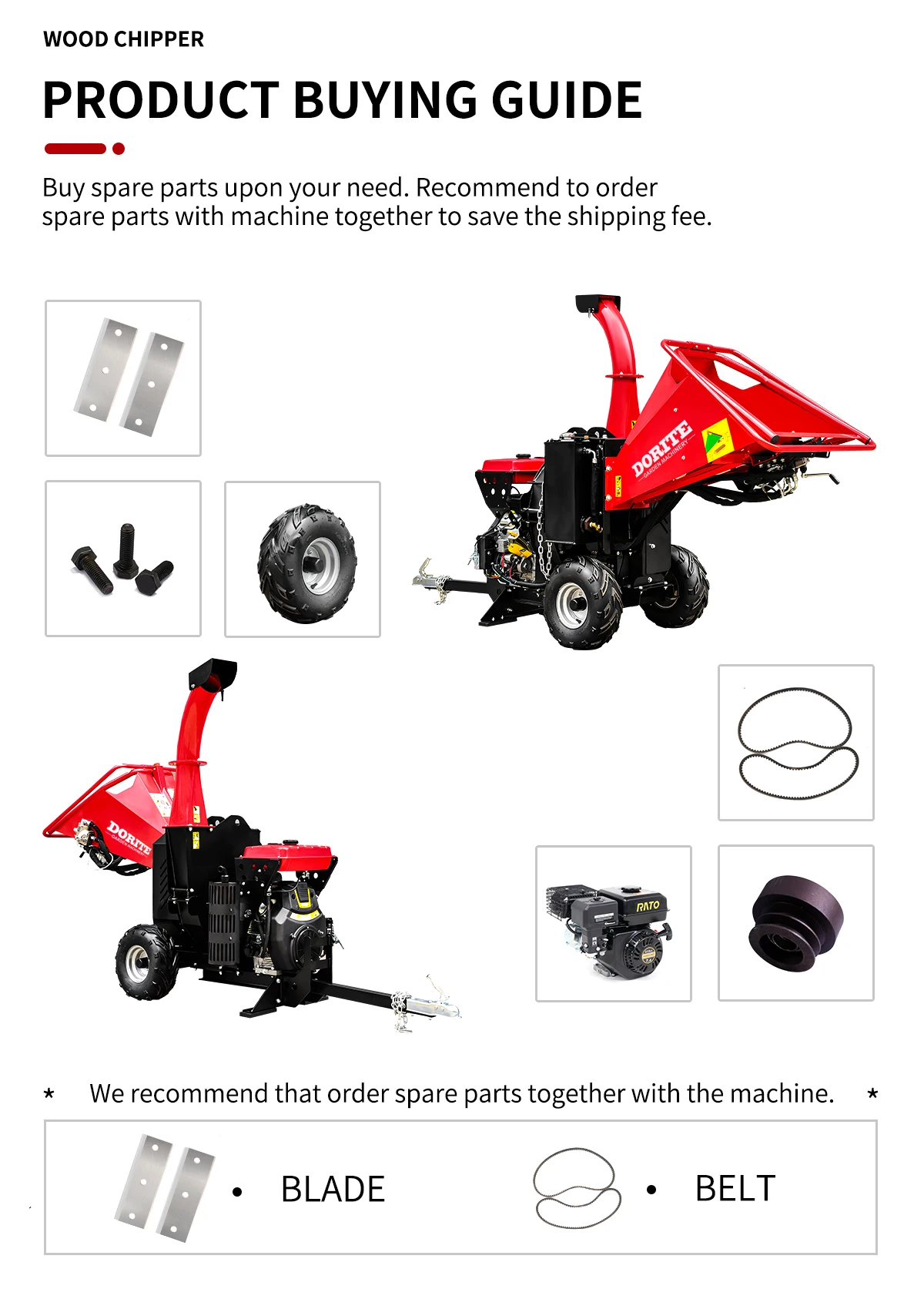 Hydraulic System 27HP 740CC 5inch Chipping Capacity Forestry Machinery Mulcher Shredder Machine Tree Shredder Wood Chipper