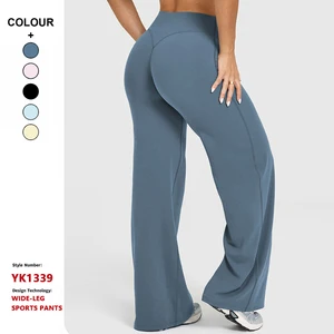 Custom High Quality High Waist Workout Wide Leg Sports Pants Women Gym Fitness Quick Drying Plus Size Tight Flare Yoga Leggings