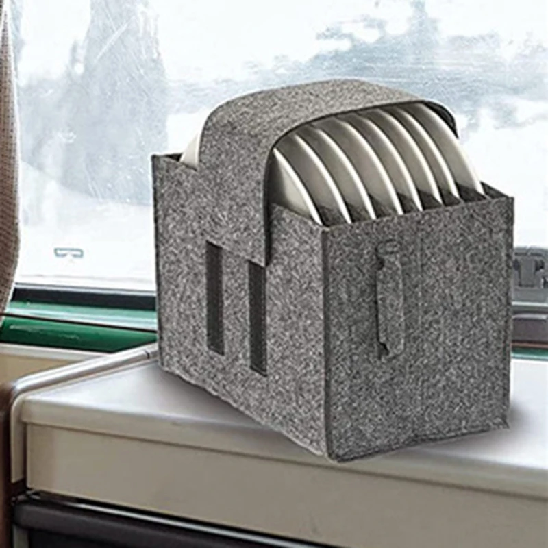 Dinnerware Storage and Transport Protects Felt Plate Dividers Camping Dish Holder Bag Plate Storage Containers