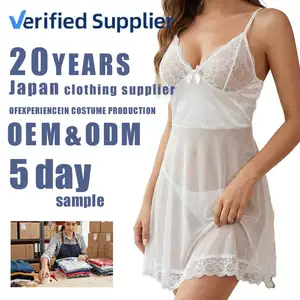 Sexy Women Floral Satin Lace Breathable Soft Elegant Fashion Nightdress OEM ODM Sleepwear Front Short Sleeves Factory Supply