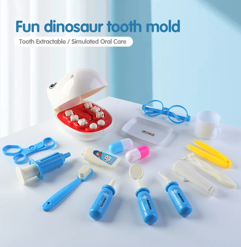 Children's doctor pretending medical toy doctor set dentist play set dinosaur model dentist toy kit for kids
