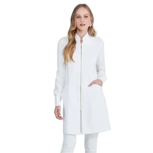 Qualified Anti-static Women Medical Uniform Surgical Lab Coat Slim Fit Pharmacy Front Zipper Laboratory Coat