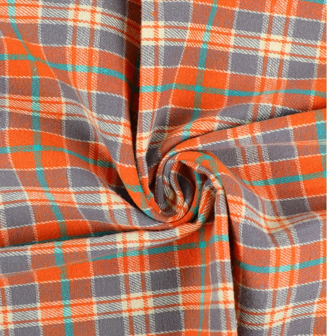 Пряжа окрашенная в клетку из чистого хлопка, зимняя фланелевая ткань для рубашек