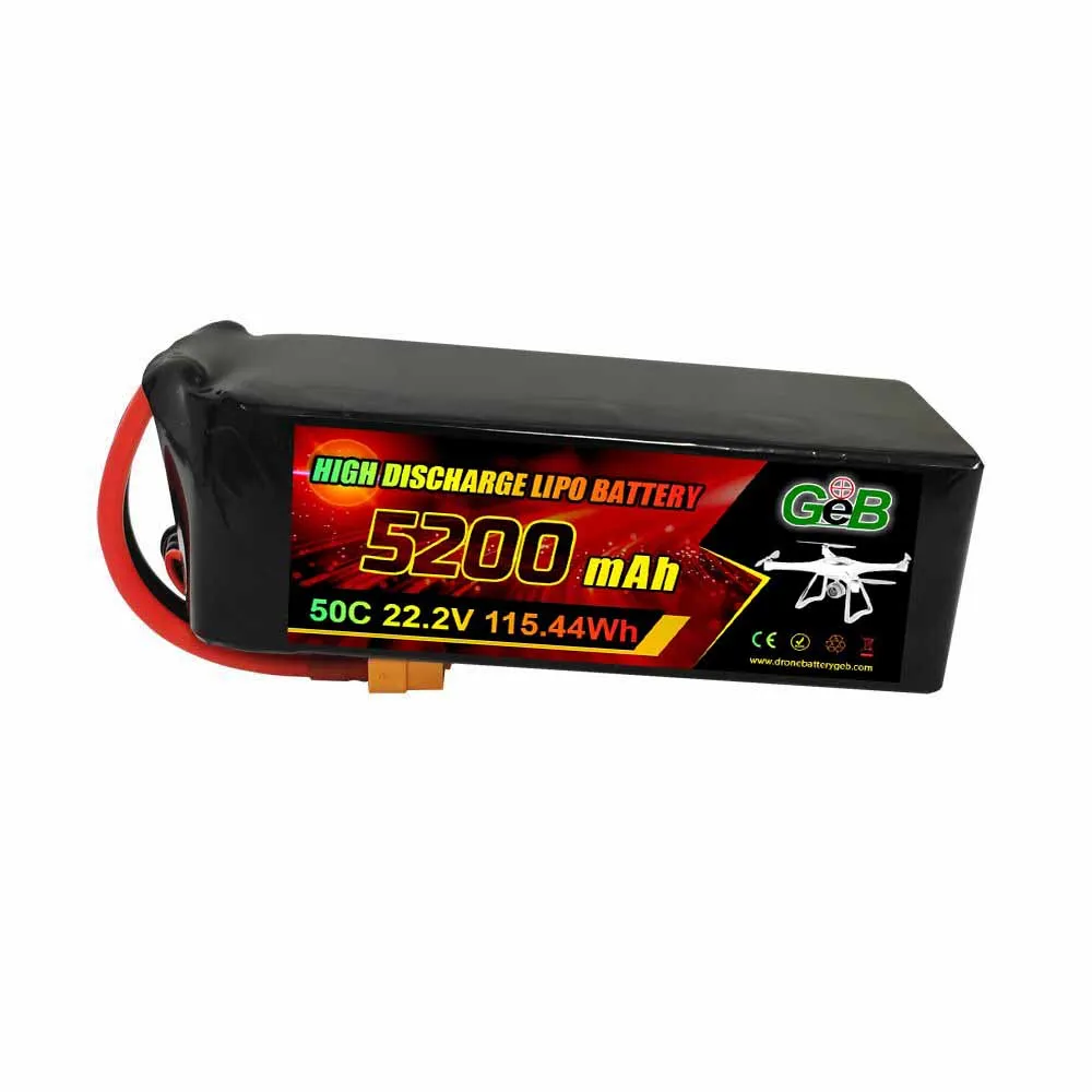 แบตเตอรี่โดรน 22.2V 5200mAh แบตเตอรี่ลิโพ 6s 50C 100C แบตเตอรี่ลิเธียมโพลิเมอร์ความจุสูงสำหรับของเล่นโดรน