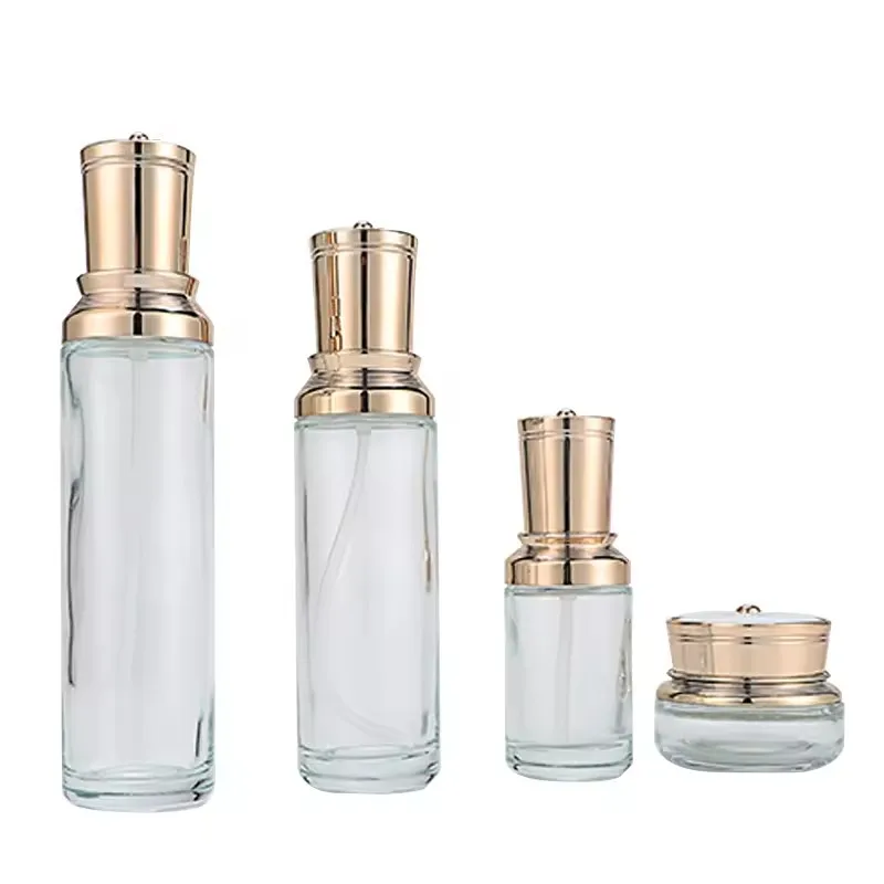 Manufacturer glass set 50g 30ml 100ml 120ml cosmetic set packaging luxury pump cosmetic container glass packaging supplier