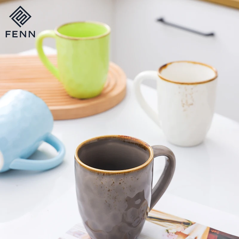 FENN Wholesale Spray Brown Color Spot Porcelain Mugs Supplier Mug Gift  Porcelain Mugs for Restaurant