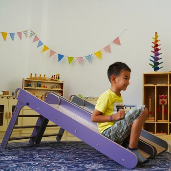Montessori Playroom Furniture Wooden Kids Toys Slide Wood Slide For Kids Indoor Climbing Ramp