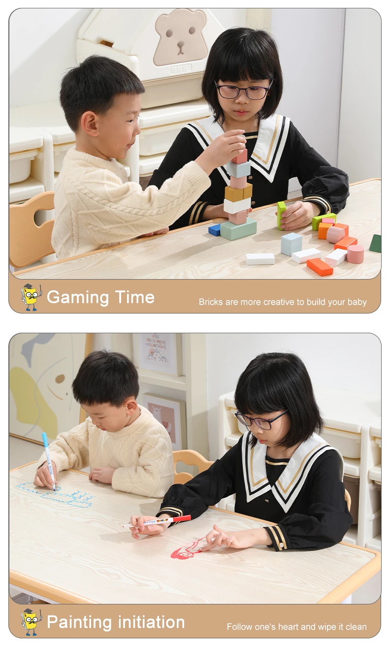 Children Table And Chairs Set For 4,49''l X 25''w Study Table And Chair