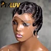 Parrucca Pixie Cut con Onde a Dita in Pizzo