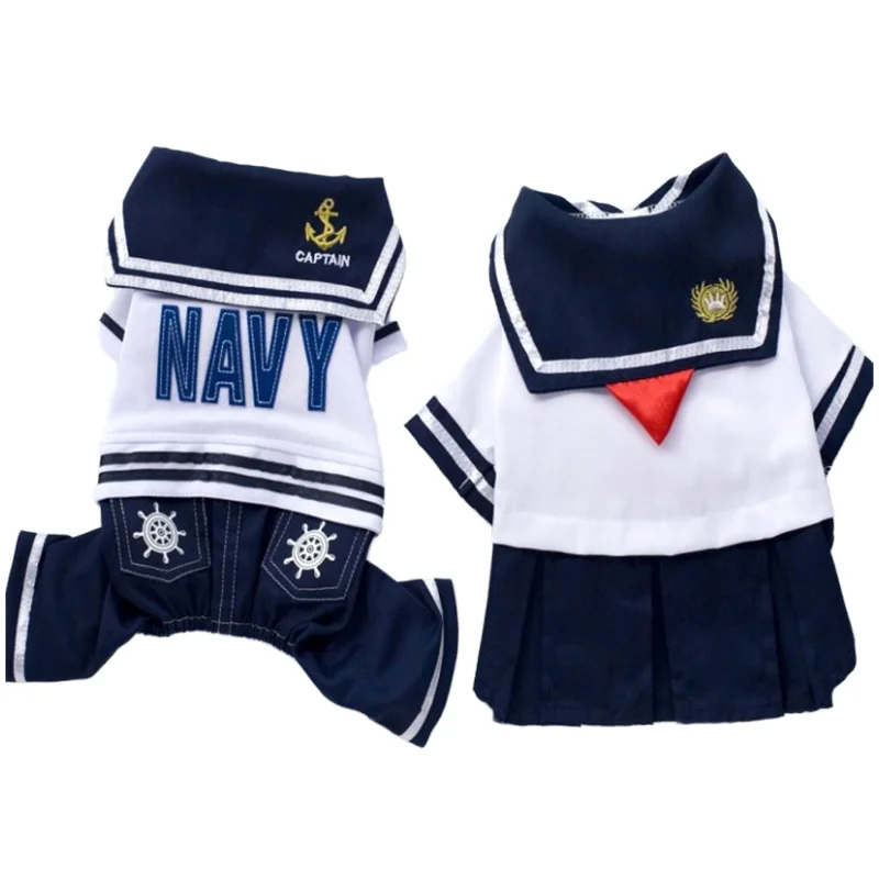 Cute Japanese Style Pet JK Uniform Cat Cosplay Costumes Winter Sailor Uniform for Dogs and Cats Thin Princess Skirt Blouse