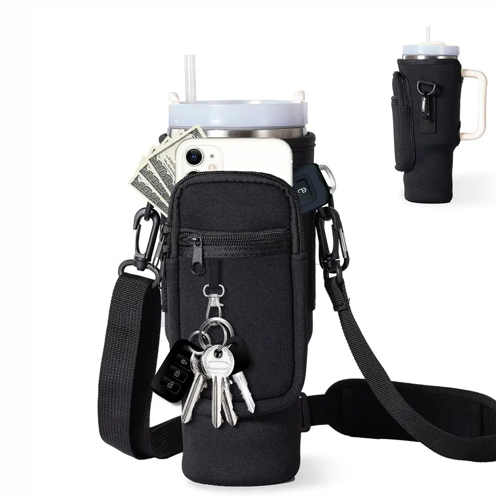 Professional Adjustable Strap Travel Sleeve Pouch Bag For Stanley Cup 40Oz With Handle Tumbler Water Bottle Thermal Case Phone details