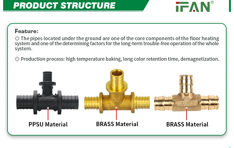 Ifan Hot Selling Pex Crimp Fittings Pex Pipe Copper Connector