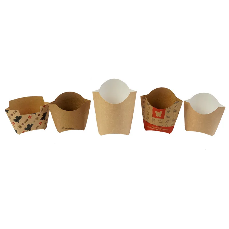 Food grade non-folding kraft paper French fries packaging box chicken popcorn Snack Cup chicken nugget box