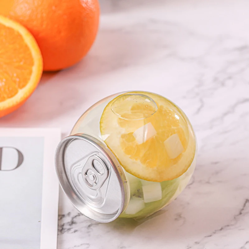 XYA Various Size 200ml/250ml/330ml Plastic Cups with Clear Easy Open Aluminum Pop Lids Disposable Beverage Cans for Juice