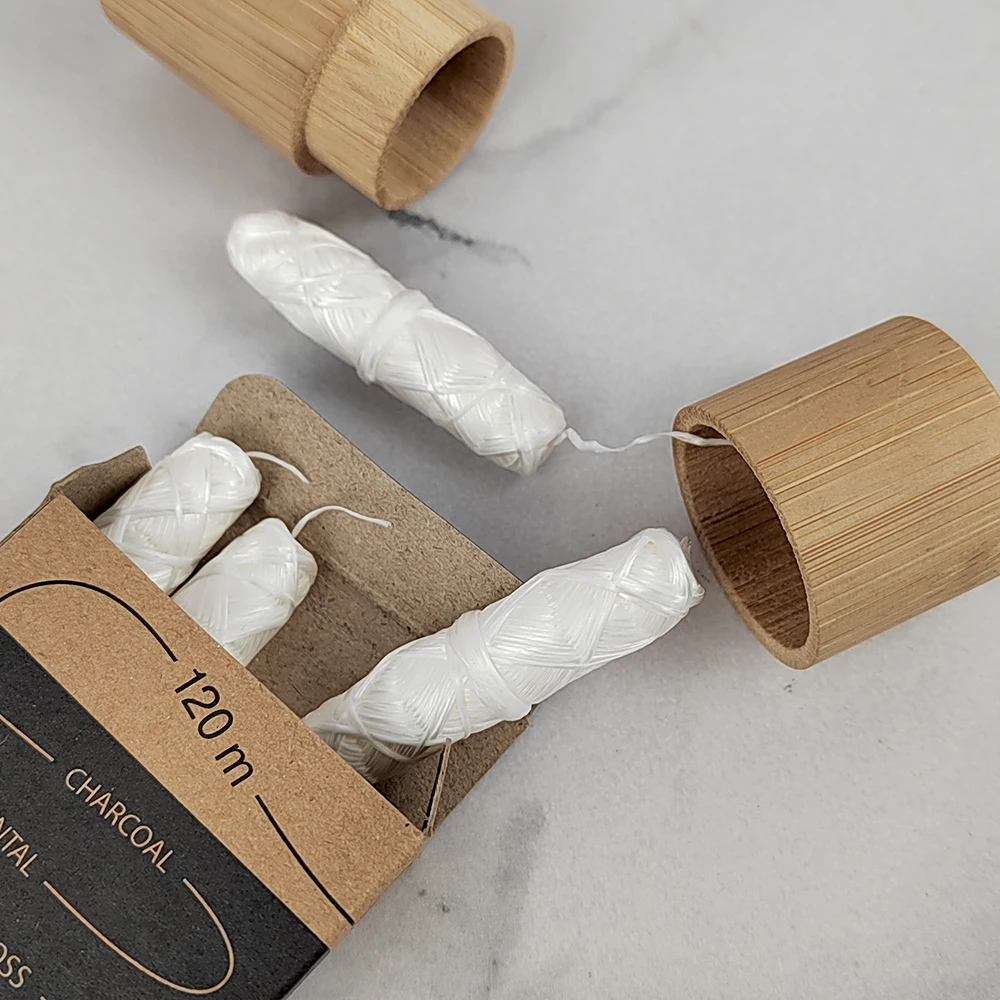 Eco Friendly 100% Biodegradable Organic Custom Bamboo Charcoal Corn Starch Natural Silk Vegan Waxed Dental Floss