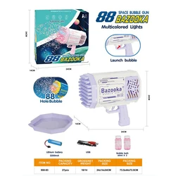 New Arrival 69 Holes Bubbles Blower Rocket Boom Bubble Maker Automatic Bazooka Bubble Gun Machine Toy for Kids