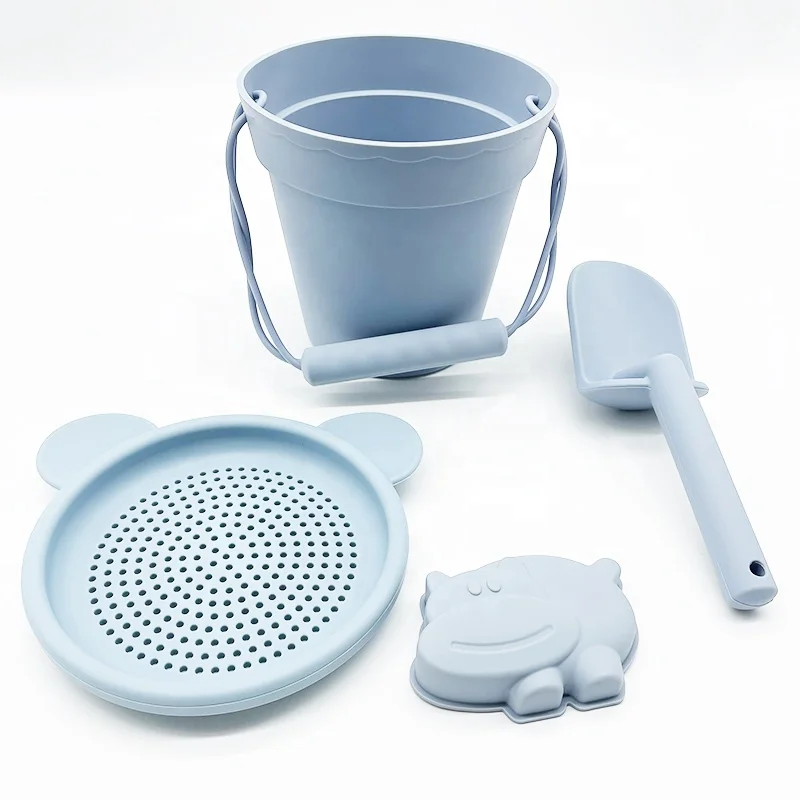 New Silicone Beach Sand Strainer Toys,4 Pcs Silicone Bucket,Sifter,Spade And Shape Set Buy