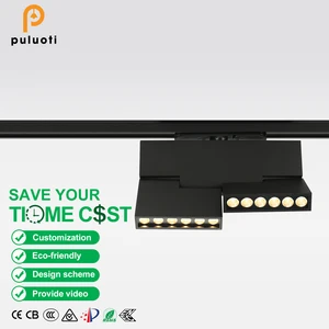 Modern Black Magnetic Track Foldable Grille Lights COB Ceiling 24W 1920LM Two-ways Regulation Aluminum for Indoor Supermarket