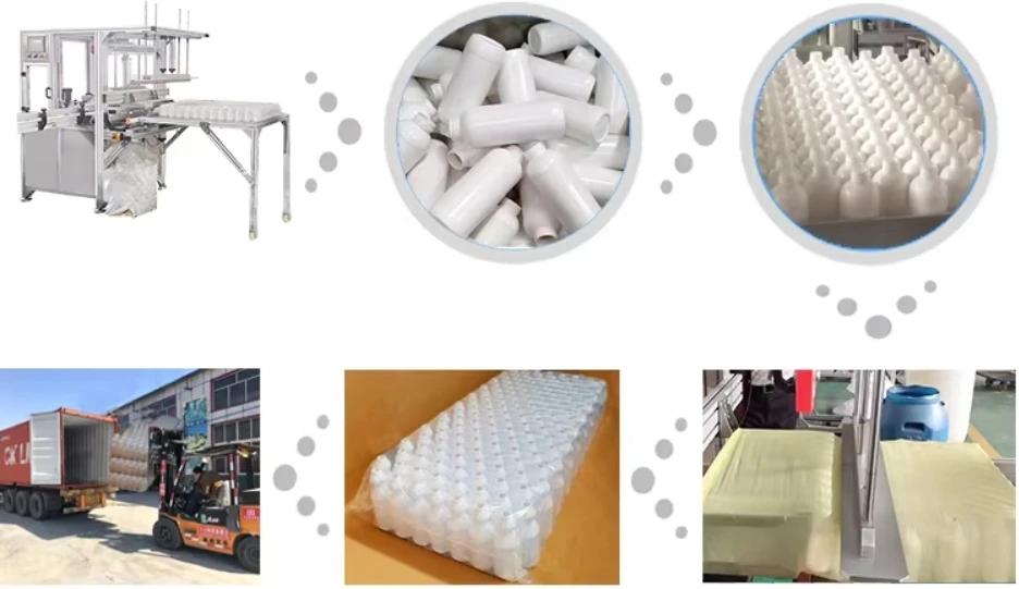 Full Auto Empty Tea Tree Essential Oil Clear Glass Dropper Bottle Bagging Packaging Machine Pouch Bottle Into Bag Machinery