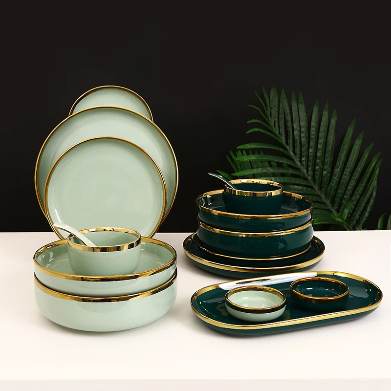 High Quality Light Luxury Nordic Ceramic Tableware Set-Safe Weddings Dishwashers Includes Rice Noodle Fruit Salad Ramen Bowls factory