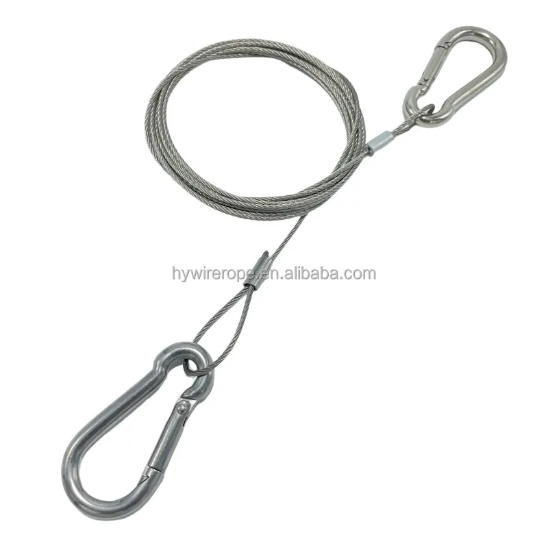 Stainless Steel Wire Rope Lanyard Cable Tether Safety Braided Strap