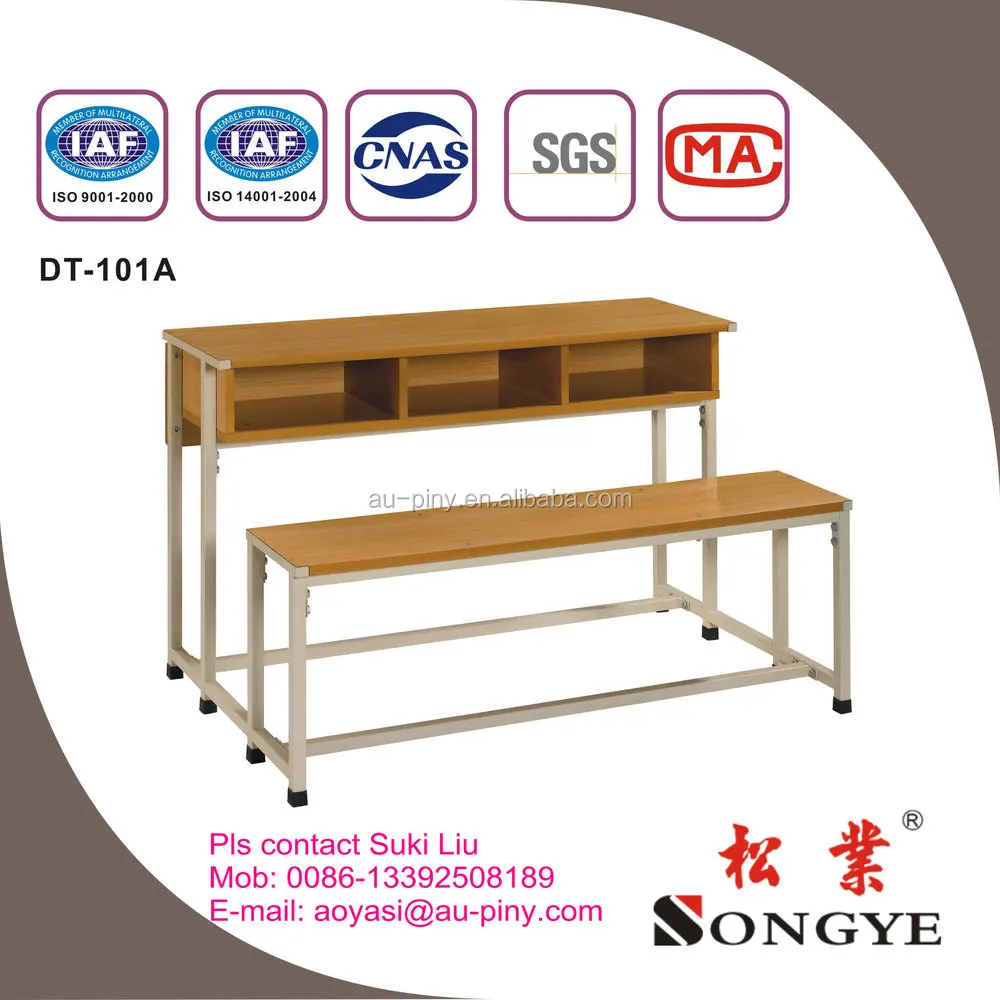 3 Seats Student Table and Bench for Classroom Furniture