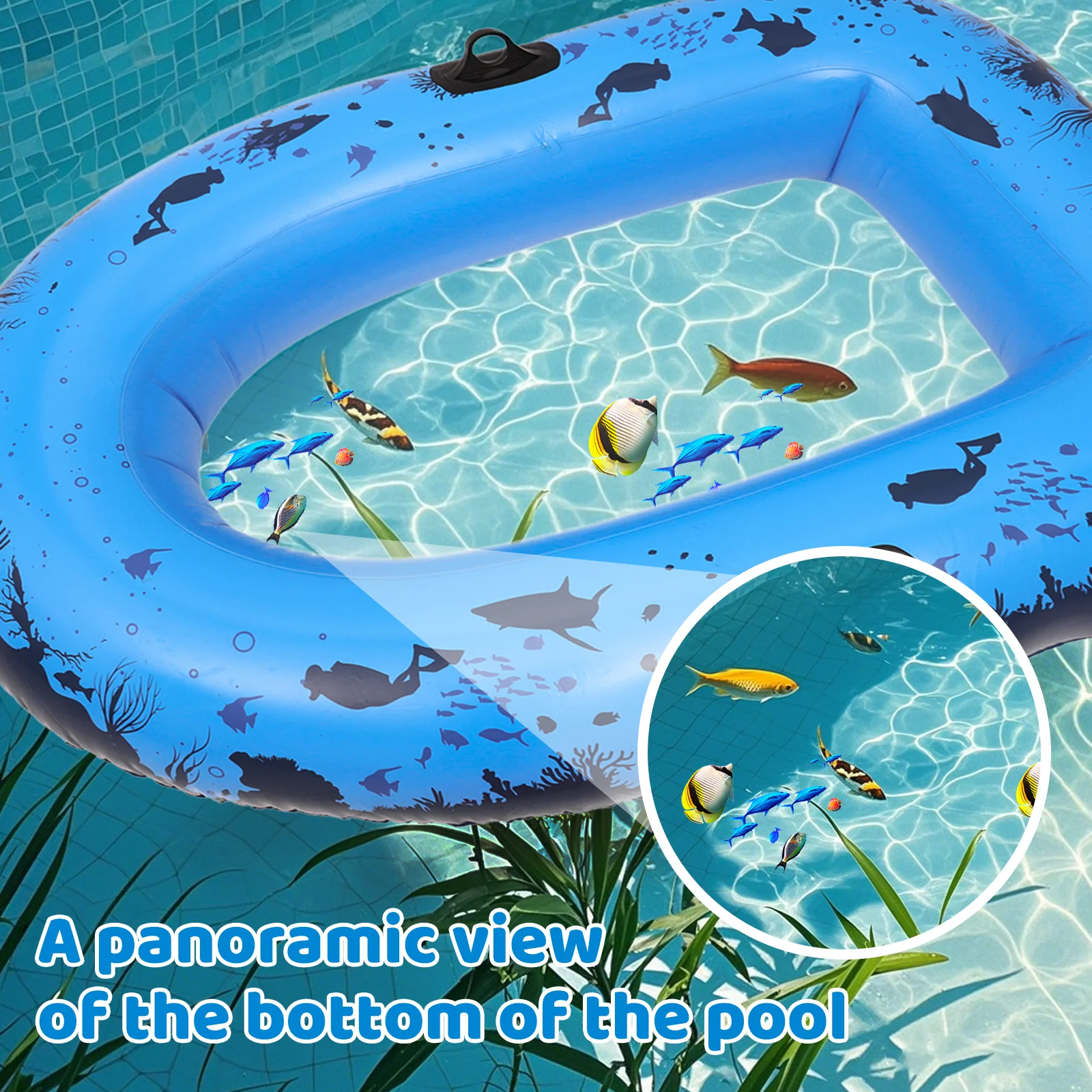 Transparent Bottom PVC Portable Inflatable Pool Float Boat with Large Underwater View for Boys Girls Kids and Adults Water Sport