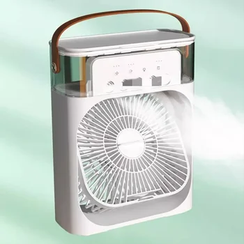 Summer air Cooling Humidifier Water air Cooler 3-in-1 Mini Portable Plastic Add Ice Fan With 7 Color Light