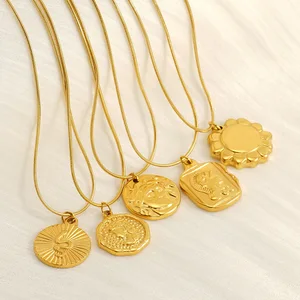 European American Niche Design Stainless Steel Titanium Steel Necklace Women's Boat Anchor Punk Style Natural Stone Collarbone