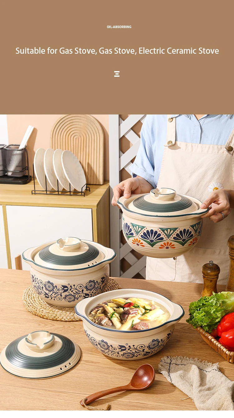 Household Gas Stove Top Cooker Ceramic Casserole Heat Resistant Clay