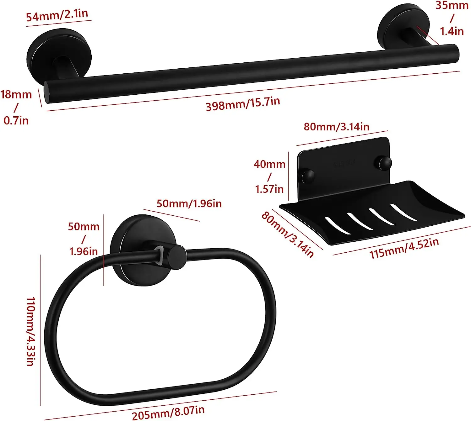 Matte Black Bathroom Hardware Set 12pcs Towel Holder Bathroom