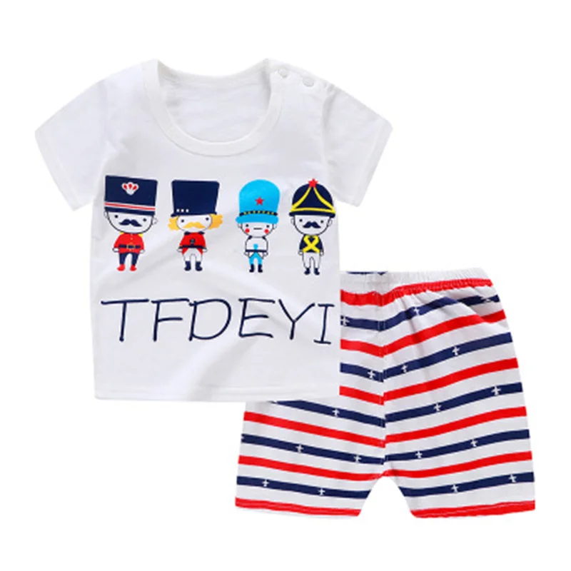 Kids Boy Summer Clothing Sets Children 2pcs Short Sleeve T Shirt+shorts Suit Infant Girl Cotton