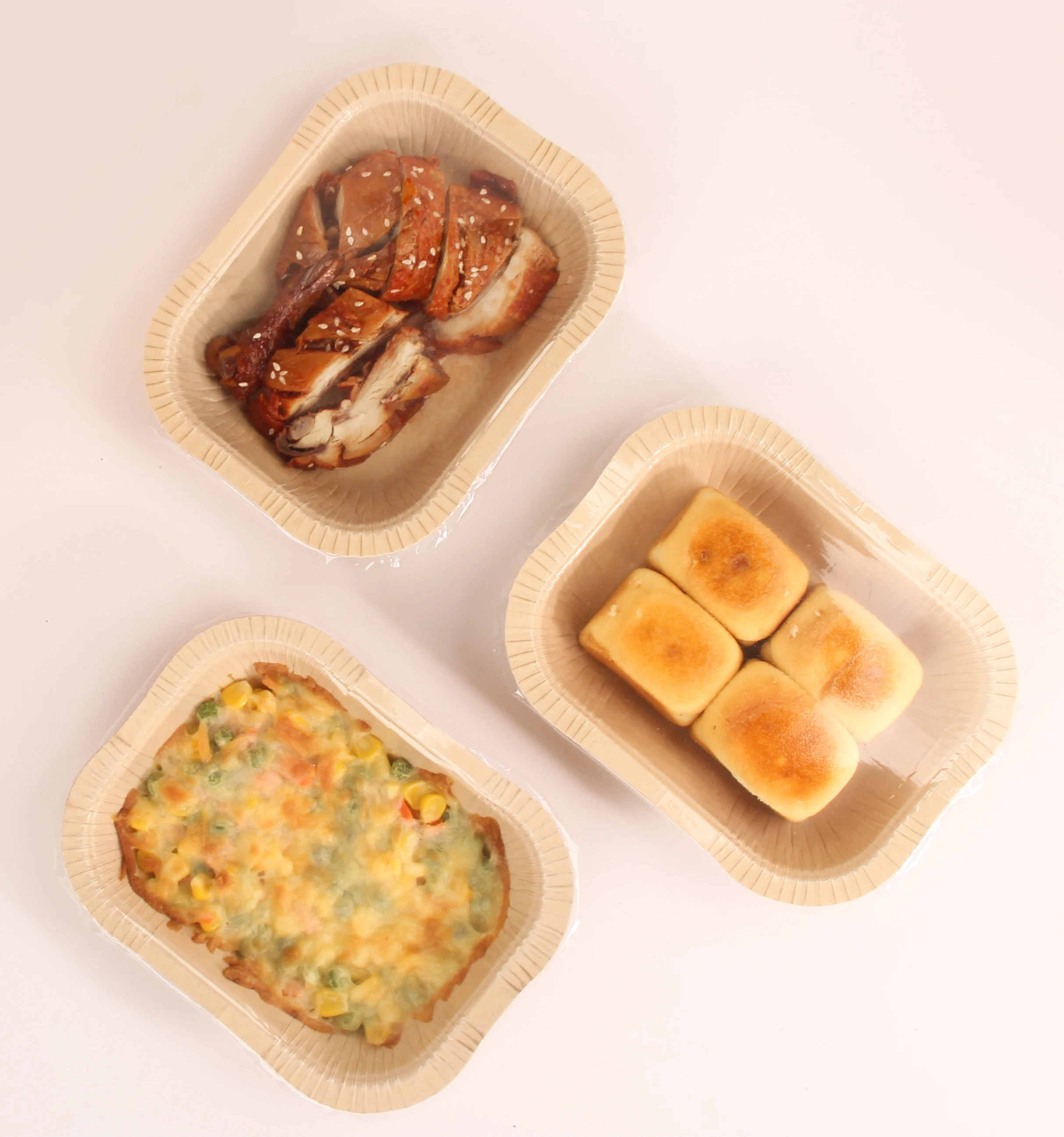 Black and White Color-matched Eco-friendly Cake Fried Chicken Tray Containers Kraft Paper Pressed Tray Trays for Ovens factory