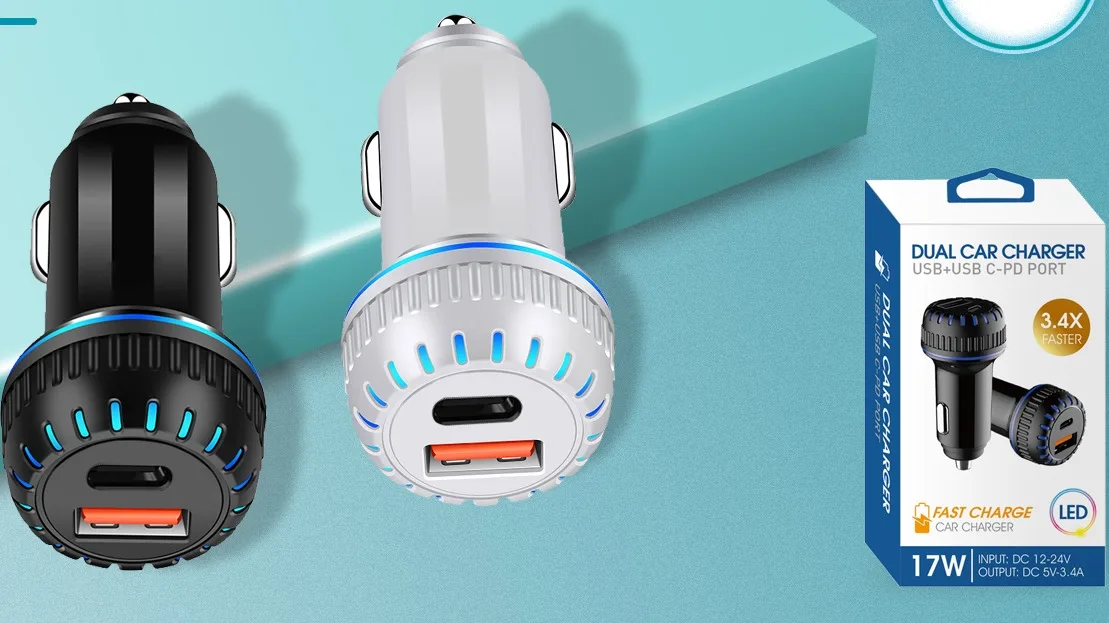 3.4 A Usb C Car Adapter Usb A 17w Multiple Function Portable Cheap