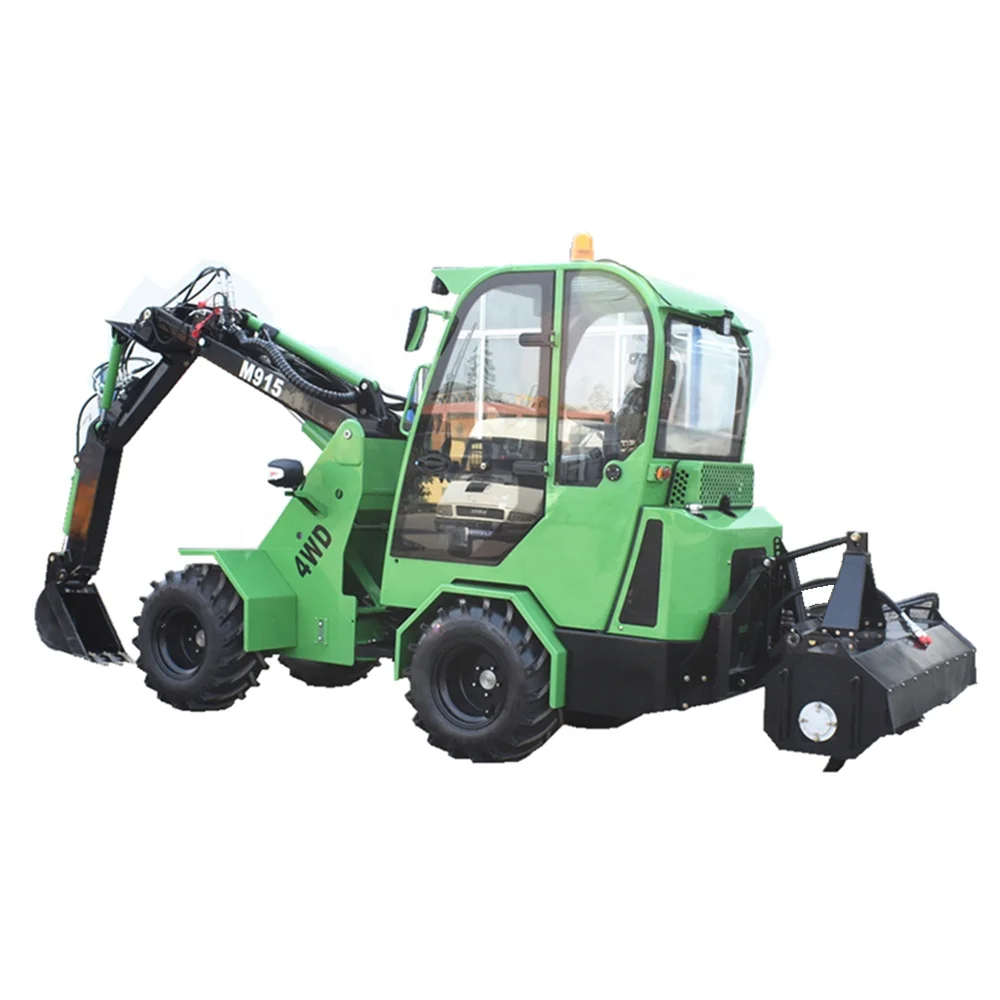 Mini Farm Machine Tractor Loader STEEL CAMEL 1500kg M915 Hydrostatic Boom Wheel Loader with Mini Digger