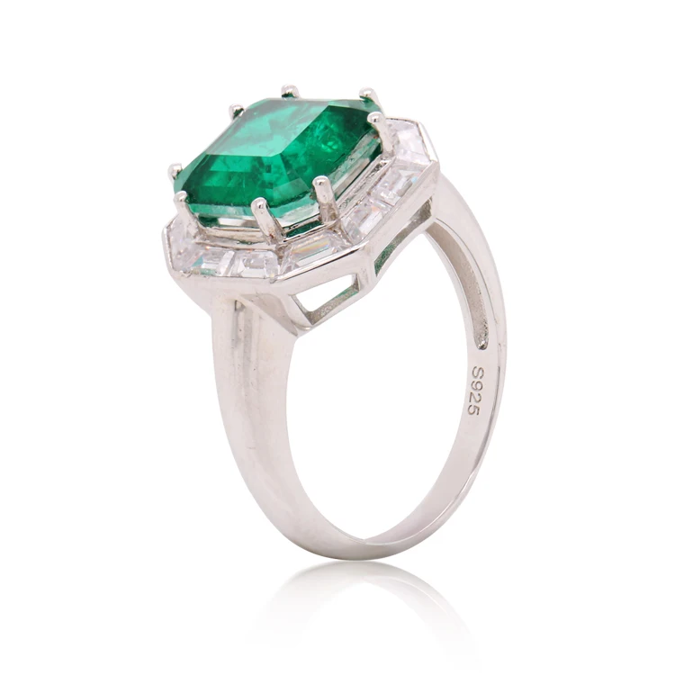 Brand new with high quality DIY jewelry green stone ring Silver jewelry for women