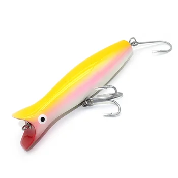 Hand Made Wood Material Trolling Fishing Lure Wood Big Popper Saltwater Trolling Lure Little Neck Swimmer