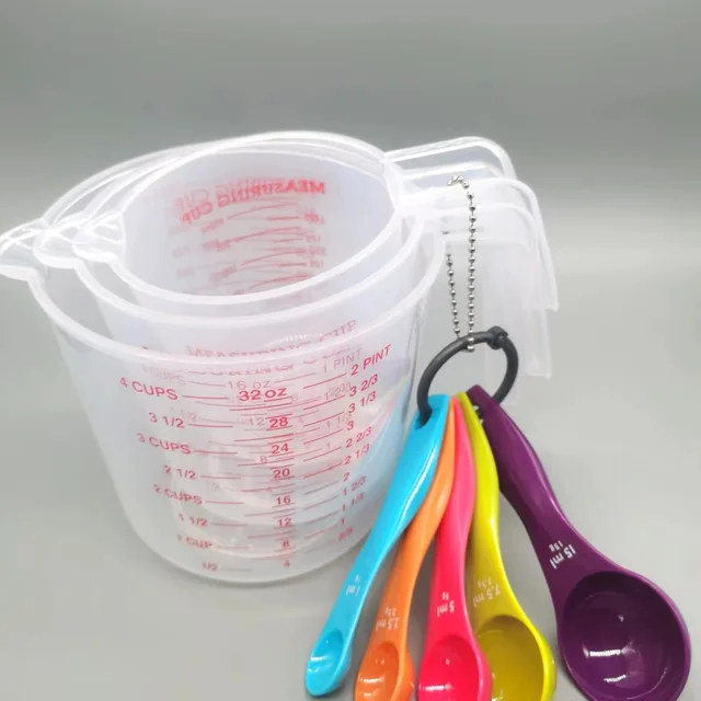 New Plastic Measuring Cup High Transparency with Graduated Cup 1000 Kitchen Baking Measuring Tool Measuring Cups and Spoons Set
