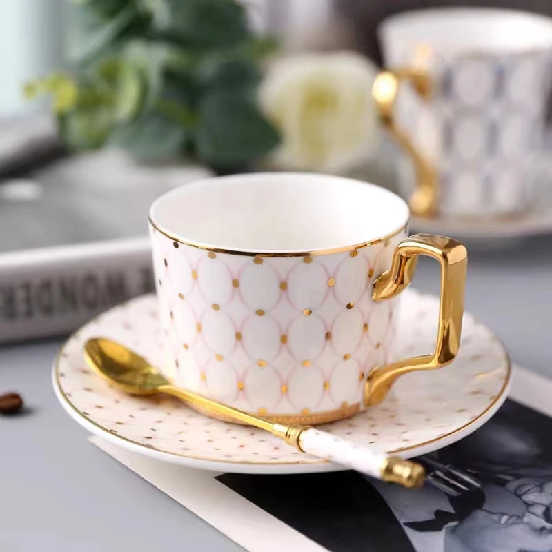 Dinner Set Luxury Ceramic Coffee Cup with Saucer Cappuccino Latte Ceramic Coffee & Tea Mug Sets details