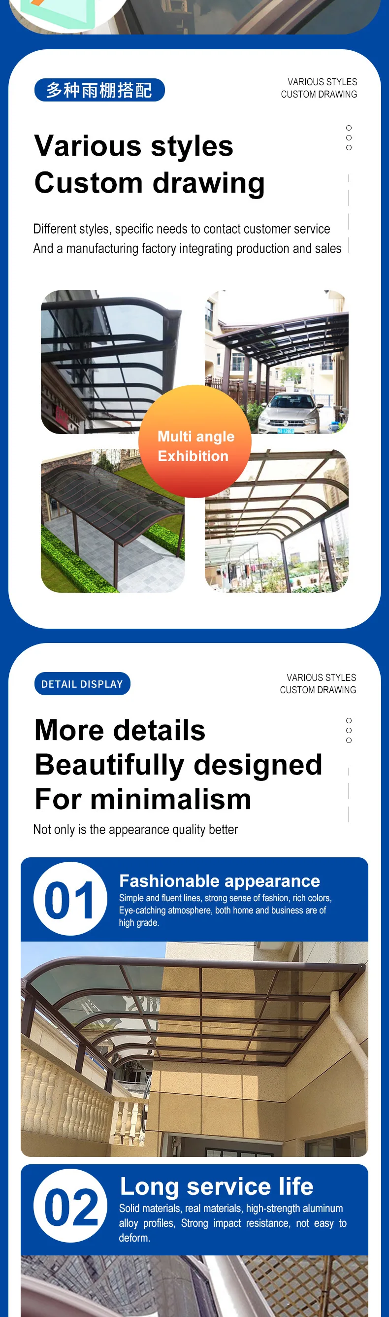 10x20 Canopy Rain Shed Sunshading Canopy Aluminium Luxury Garden Shade