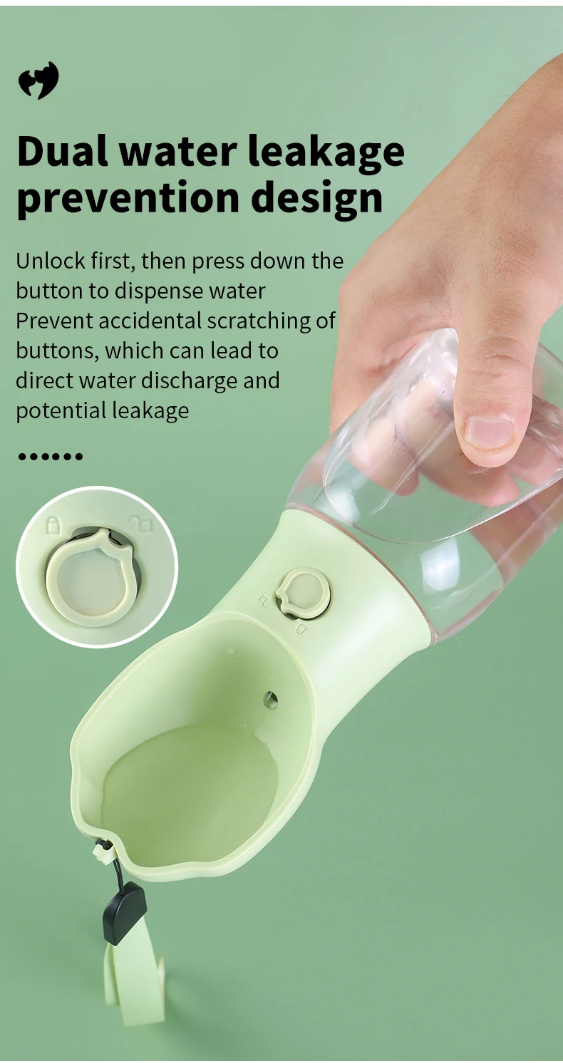 product portable dual chamber dog water food cup hanging design outdoor walking travel pet water bottle for small puppy-3