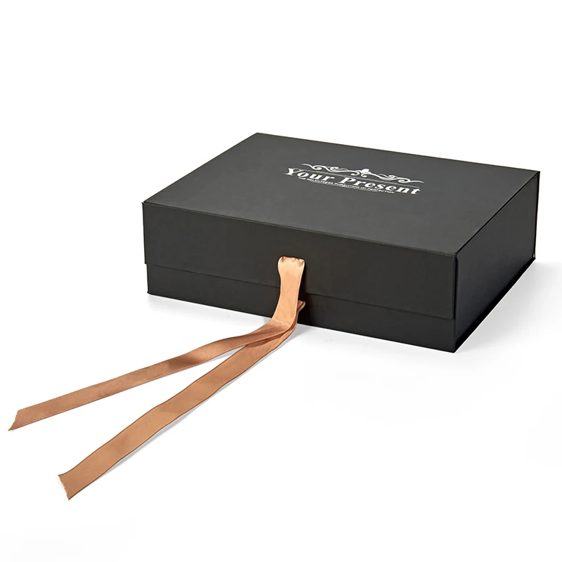 Бесплатный образец картонная Складная роскошная белая Магнитная Подарочная бумажная коробка с индивидуальным логотипом складные упаковочные коробки с лентой