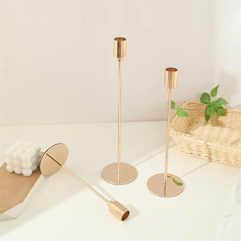 Set Of 3 Candlestick Holder Set,Tall Metal Gold Candle Holder For Home