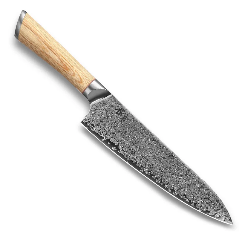 High-end Kitchen Gift 67 Layer Damascus Steel Chef Knife Set with Wooden Handle 12pcs Cooking Knife Kit